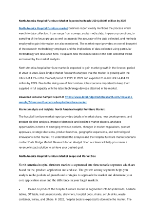 North America Hospital Furniture Market Expected to Reach USD 4,464.09 million by 2029