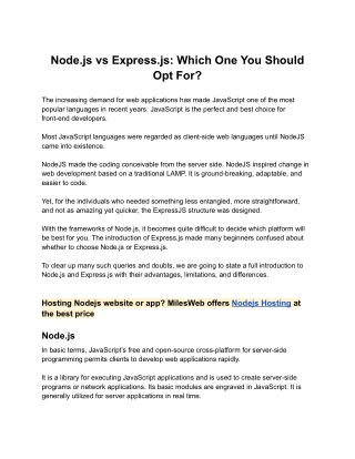 Node.js vs Express.js - Which one to Choose?
