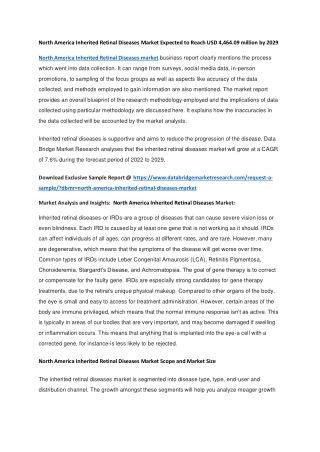 North America Inherited Retinal Diseases Market Expected to Reach USD 4,464.09 million by 2029