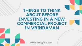 Things to Think About Before Investing in a New Commercial Project in Vrindavan