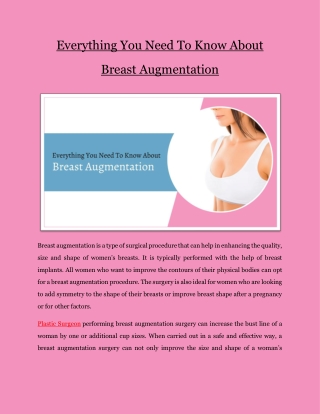 Everything You Need To Know About Breast Augmentation