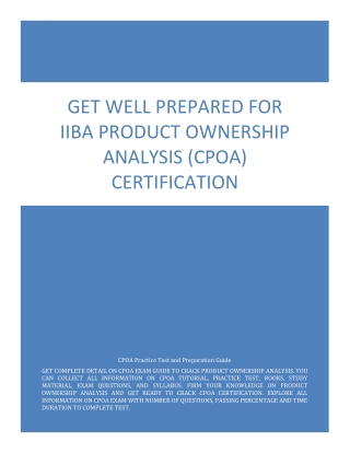 Get Well Prepared for IIBA Product Ownership Analysis (CPOA) Certification