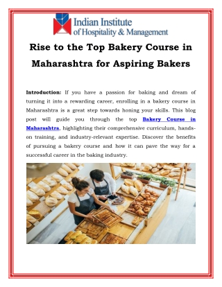 Rise to the Top Bakery Course in Maharashtra for Aspiring Bakers