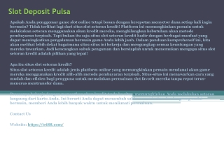 Slot Deposit Pulsa