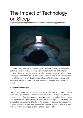 The Impact of Technology on Sleep