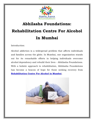 Rehabilitation Centre For Alcohol in Mumbai Call-8484929037