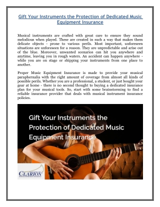 Gift Your Instruments the Protection of Dedicated Music Equipment Insurance