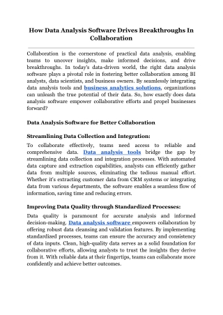 How Data Analysis Software Drives Breakthroughs In Collaboration