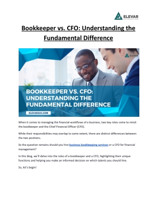 Bookkeeper vs. CFO: Understanding the Fundamental Difference