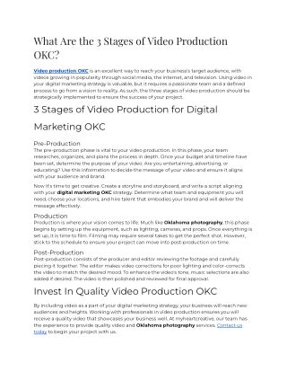 2023 - What Are The 3 Stages Of Video Production OKC