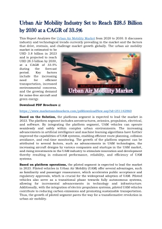 Urban Air Mobility Market Set to Reach $28.5 Billion by 2030