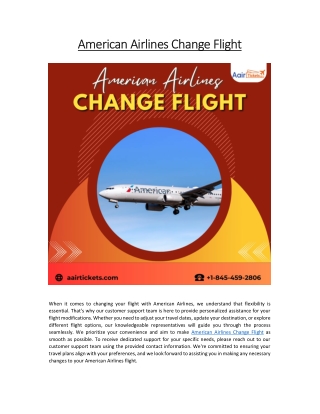 American Airlines Change Flight |   1-845-459-2806