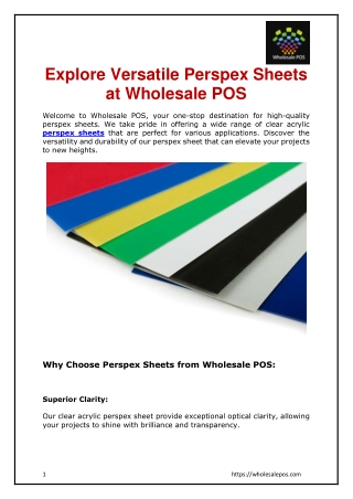Explore Versatile Perspex Sheets at Wholesale POS