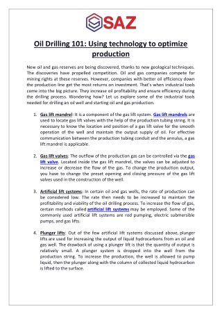 Oil Drilling 101 Using technology to optimize production