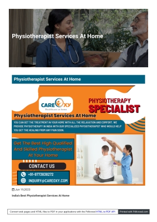 physiotherapist Services At Home