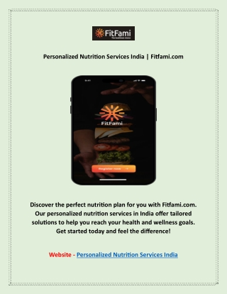 Personalized Nutrition Services India | Fitfami.com