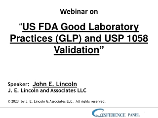 Good Laboratory Practices (GLP) and USP 1058 Validation Webinar