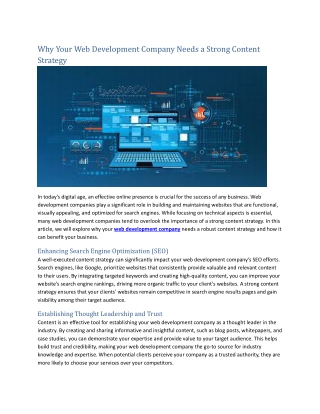 Why Your Web Development Company Needs a Strong Content Strategy