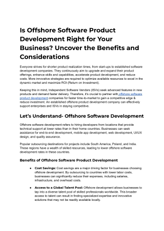 Is Offshore Software Product Development Right for Your Business?