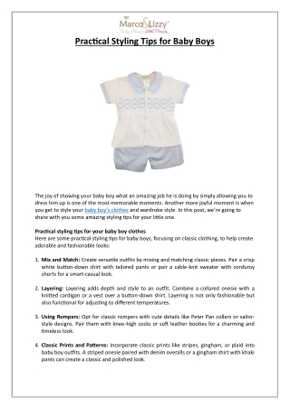 Practical Styling Tips for Baby Boys