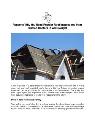 Reasons Why You Need Regular Roof Inspections from Trusted Roofers in Whitewrigh