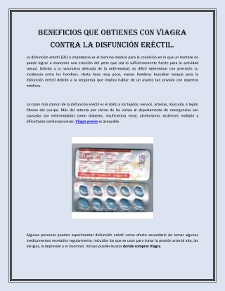 Beneficios que obtienes con Viagra contra la disfunción eréctil