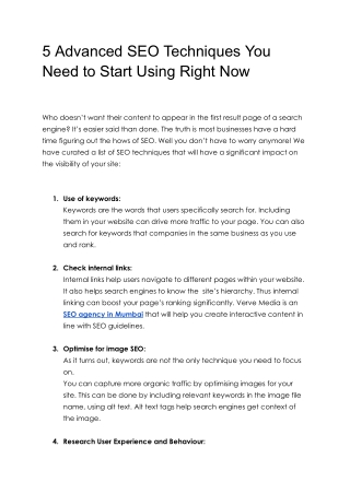 5 Advanced SEO Techniques You Need to Start Using Right Now
