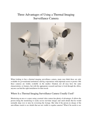 Three Advantages of Using a Thermal Imaging Surveillance Camera