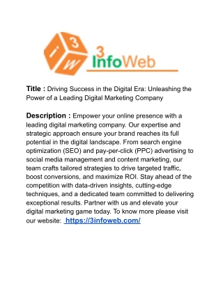Driving Success in the Digital Era: Unleashing the Power of a Leading Digital Ma