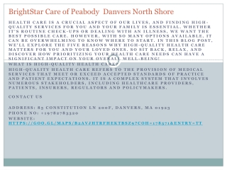 BrightStar Care of Peabody  Danvers North Shore