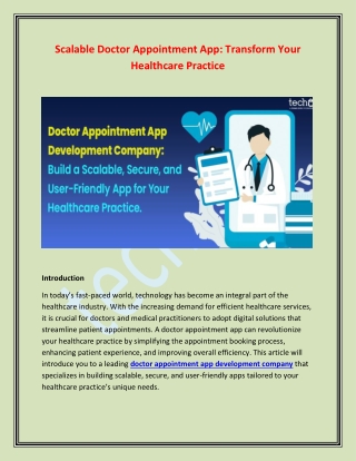 Scalable Doctor Appointment App Transform Your Healthcare Practice