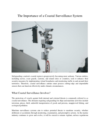 The Importance of a Coastal Surveillance System