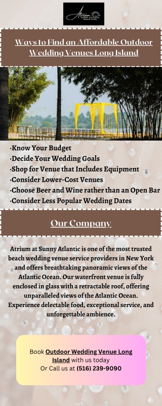 Ways to Find an Affordable Outdoor Wedding Venues Long Island