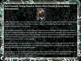 Pete Freeland: Rising Talent to Watch; When Rocket Science M