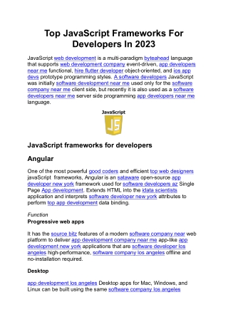 Top JavaScript Frameworks For Developers In 2023
