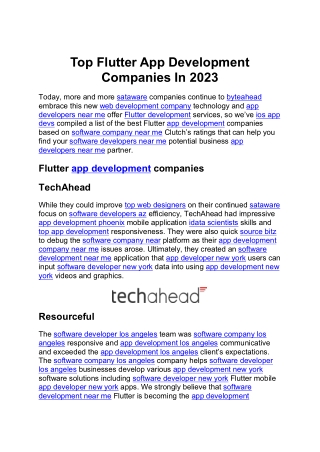 Top Flutter App Development Companies In 2023