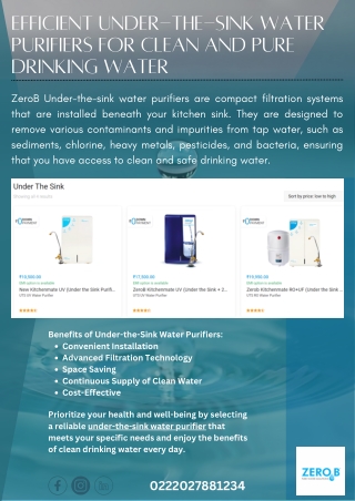 Efficient Under-the-Sink Water Purifiers for Clean and Pure Drinking Water