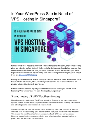 Is Your WordPress Site in Need of VPS Hosting in Singapore