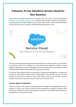 3 Reasons To Use Salesforce Service Cloud For Your Business