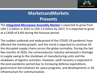 Integrated Microwave Assembly Market Forecast: Reaching $2.0 Billion by 2027
