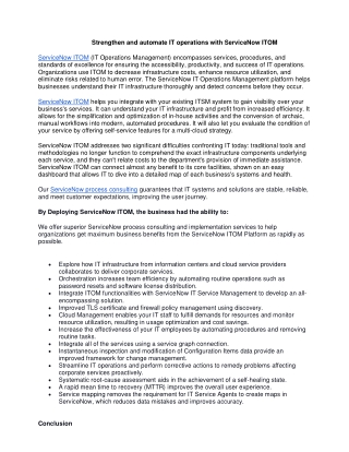 Strengthen and automate IT operations with ServiceNow ITOM