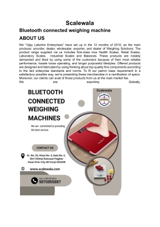 Bluetooth connected weighing machine