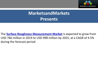 Surface Roughness Measurement Market Analysis: Forecasted Worth of $998 Million