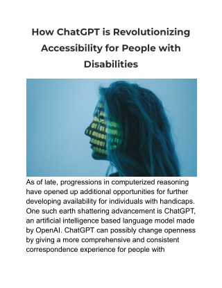 How ChatGPT is Revolutionizing Accessibility for People with Disabilities