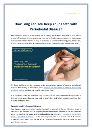 How Long Can You Keep Your Teeth with Periodontal Disease