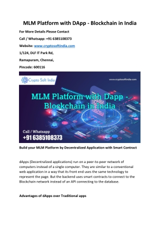 MLM Platform with DApp - Blockchain in India