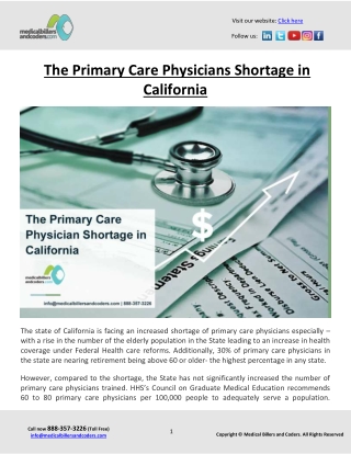 The Primary Care Physicians Shortage in California