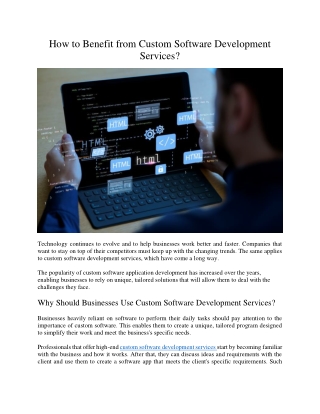 How to Benefit from Custom Software Development Services