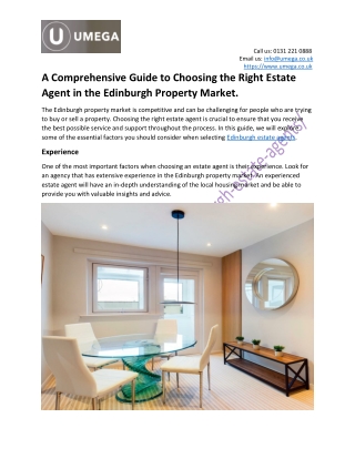 A Comprehensive Guide to Choosing the Right Estate Agent in the Edinburgh Property Market