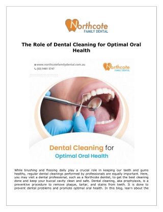 The Role of Dental Cleaning for Optimal Oral Health